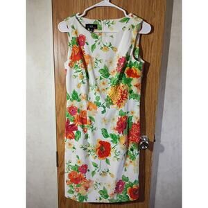 AGB Floral Sheath Dress Sleeveless Garden Party Career Chic Size 8 Brunch Spring